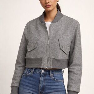 Forever 21 Women's Heather Gray Bomber Jacket